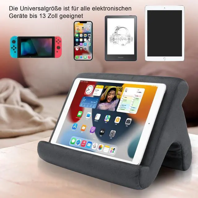 Alt view image 4 of 7 - Tablet Pillow Stand Tablet Stand Tablet Holder Dock for Bed with 3 Viewing Angles  Compatible with all tablets Phones and iPad Pro 9.7 10.5 12.9 Air Mini 4 3 Kindle E-Reader and books(Grey)