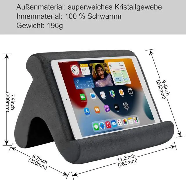 Alt view image 7 of 7 - Tablet Pillow Stand Tablet Stand Tablet Holder Dock for Bed with 3 Viewing Angles  Compatible with all tablets Phones and iPad Pro 9.7 10.5 12.9 Air Mini 4 3 Kindle E-Reader and books(Grey)