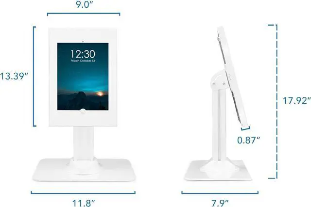 Alt view image 7 of 7 - Anti-Theft Tablet Kiosk Locking Countertop Tablet Enclosure with Freestanding Base Universal Enclosure for iPads Gen 7 8 9 and 10 iPad Pro iPad Air White