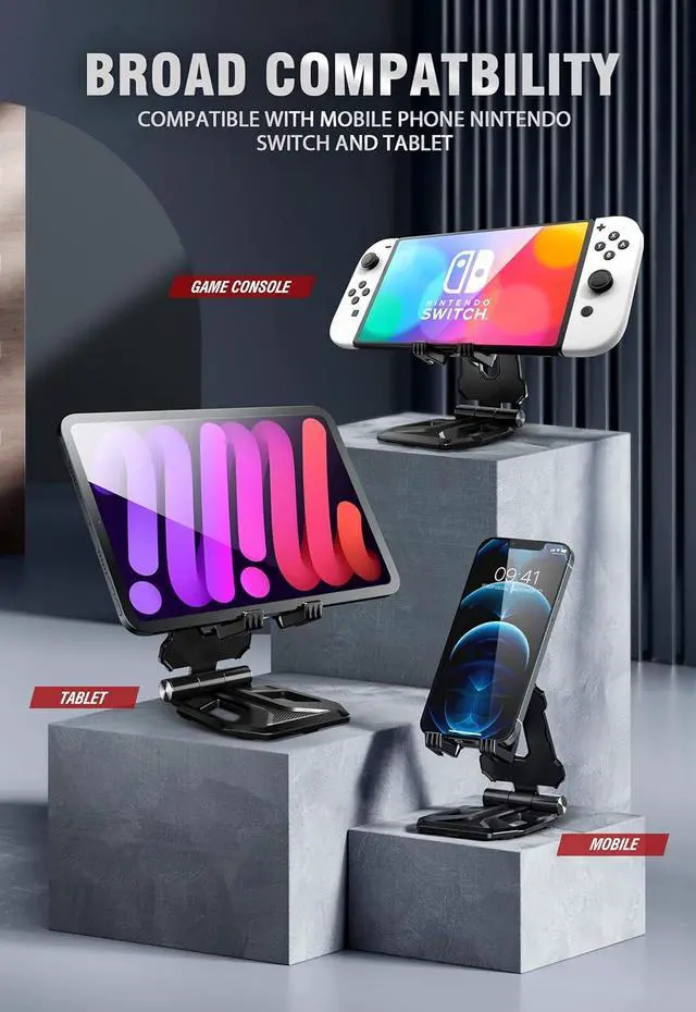 Alt view image 4 of 7 - Adjustable iPad Stand Foldable Tablet Stand Portable Desktop Holder Accessories Compatible with iPad 10th generation iPad Pro and Air iPhone  Galaxy Surface and Kindle Fire Tablets