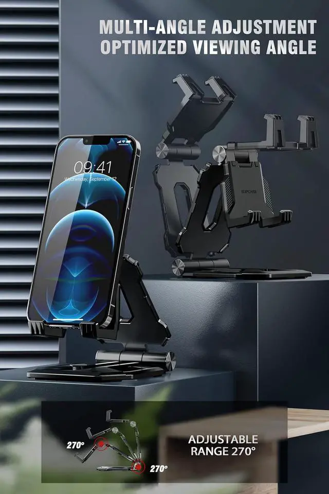 Alt view image 2 of 7 - Adjustable iPad Stand Foldable Tablet Stand Portable Desktop Holder Accessories Compatible with iPad 10th generation iPad Pro and Air iPhone  Galaxy Surface and Kindle Fire Tablets