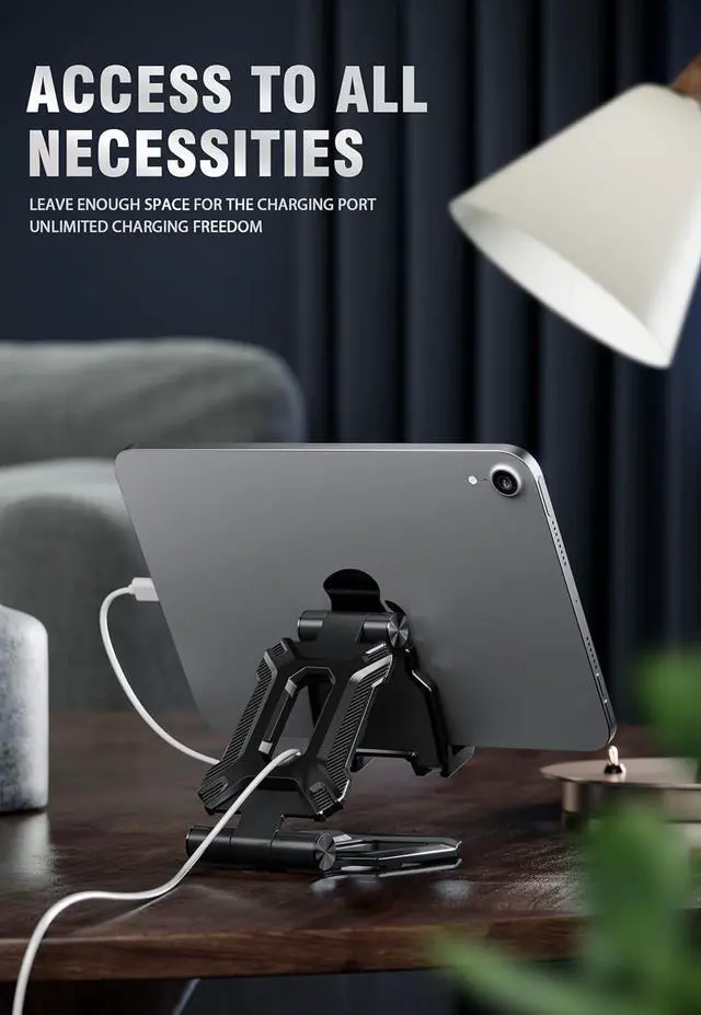 Alt view image 6 of 7 - Adjustable iPad Stand Foldable Tablet Stand Portable Desktop Holder Accessories Compatible with iPad 10th generation iPad Pro and Air iPhone  Galaxy Surface and Kindle Fire Tablets