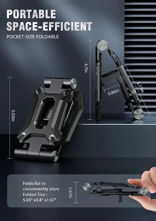 Alt view image 7 of 7 - Adjustable iPad Stand Foldable Tablet Stand Portable Desktop Holder Accessories Compatible with iPad 10th generation iPad Pro and Air iPhone  Galaxy Surface and Kindle Fire Tablets