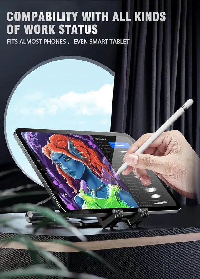 Alt view image 5 of 7 - Adjustable iPad Stand Foldable Tablet Stand Portable Desktop Holder Accessories Compatible with iPad 10th generation iPad Pro and Air iPhone  Galaxy Surface and Kindle Fire Tablets