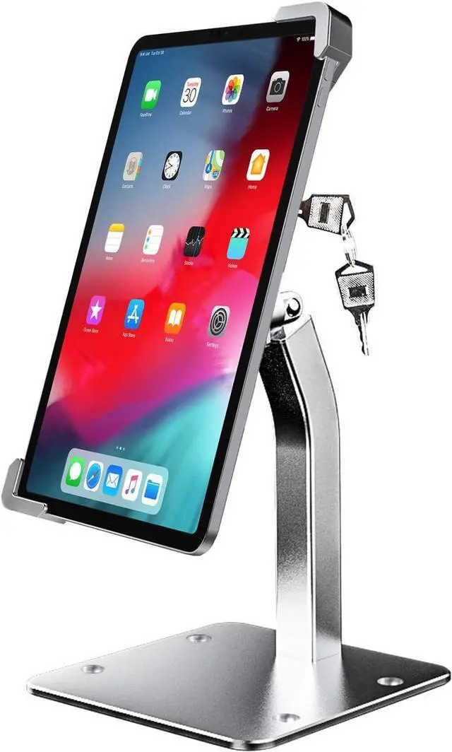 Main image of Anti Theft Tablet Kiosk Stand for 9-14 Tablet Security iPad Desk Floor Stand Heavy Duty Tablet POS Display Mount with Lock and Key Compatible iPad Pro 13/Air Surface Pro/Go Galaxy Tabs