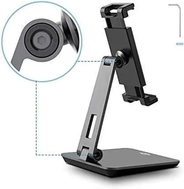 Alt view image 3 of 6 - Tablet Stand Tightness Adjustable Aluminum Alloy Tablet Stand for Desk 360° Swivel Foldable Tablets Stands Dock for 4-14Tablets/Phone iPad Series  Galaxy Tabs Kindle Fire Etc.