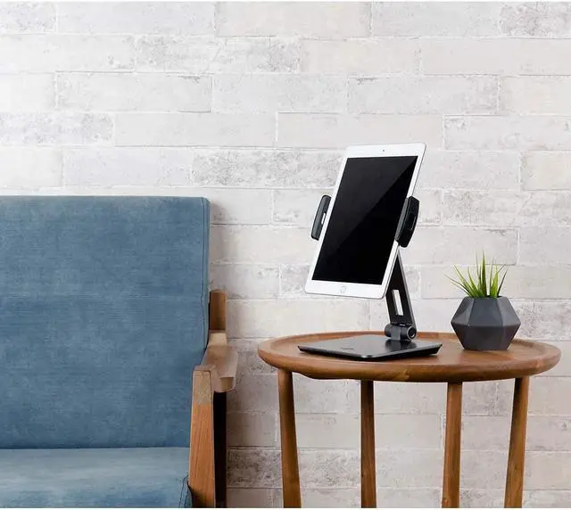 Alt view image 6 of 6 - Tablet Stand Tightness Adjustable Aluminum Alloy Tablet Stand for Desk 360° Swivel Foldable Tablets Stands Dock for 4-14Tablets/Phone iPad Series  Galaxy Tabs Kindle Fire Etc.