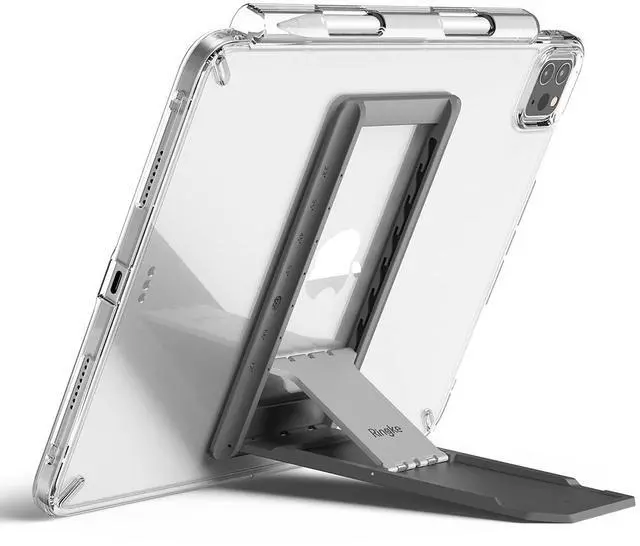 Main image of Outstanding Universal Tablet Stand Spring-Action Kickstand Multi Angle Adhesive Attachment for iPad Tablets E-Reader and More - Dark Gray