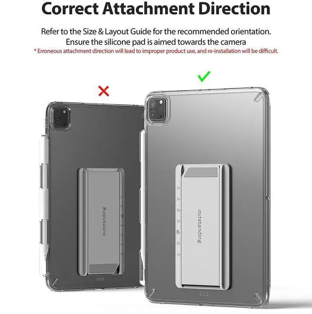 Alt view image 3 of 7 - Outstanding Universal Tablet Stand Spring-Action Kickstand Multi Angle Adhesive Attachment for iPad Tablets E-Reader and More - Dark Gray