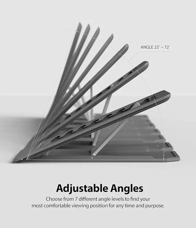 Alt view image 5 of 7 - Outstanding Universal Tablet Stand Spring-Action Kickstand Multi Angle Adhesive Attachment for iPad Tablets E-Reader and More - Dark Gray