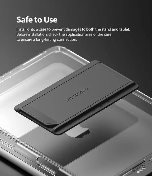 Alt view image 7 of 7 - Outstanding Universal Tablet Stand Spring-Action Kickstand Multi Angle Adhesive Attachment for iPad Tablets E-Reader and More - Dark Gray