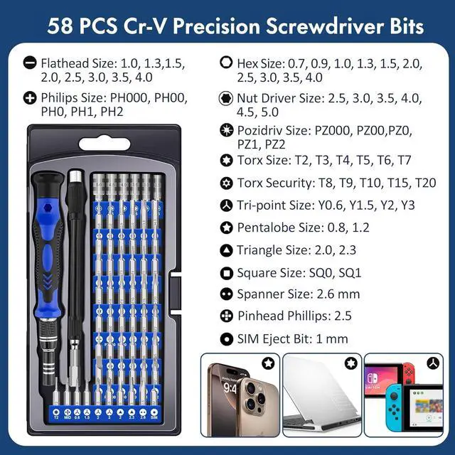 Alt view image 2 of 7 - 62 in 1 Precision Screwdriver Kit Electronics Repair Tool Kit Magnetic Driver Kit with Flexible Shaft Extension Rod for Mobile Phone Smartphone Game Console PC Tablet