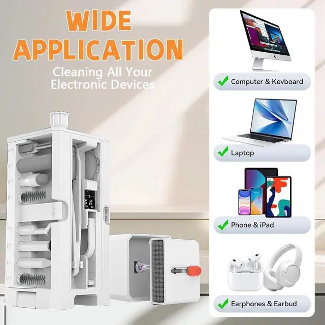 Alt view image 2 of 7 - 32-in-1 Multifunctional Cleaning Kit - Phone Computer & Headphone Cleaner for All Electronics Ideal for iPhone MacBook & Gaming PC
