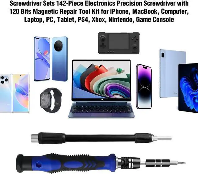 Alt view image 5 of 7 - 142 IN 1 Professional Computer Repair Tool Kit Precision Screwdriver Set with 120 Bits Magnetic Repair Tool Kit for iPhone MacBook Computer Laptop PC Tablet PS4 Game Console and Others