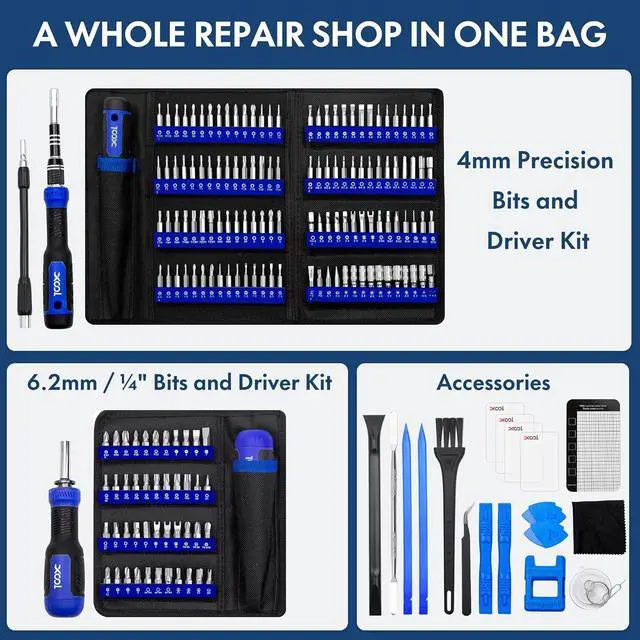 Alt view image 2 of 7 - 200 in 1 Precision Screwdriver Kit Electronics Repair Tool Magnetic Driver Kit with 164 Bits Flexible Shaft Extension Rod for Computer iPhone Laptop PC PS4 Xbox Nintendo