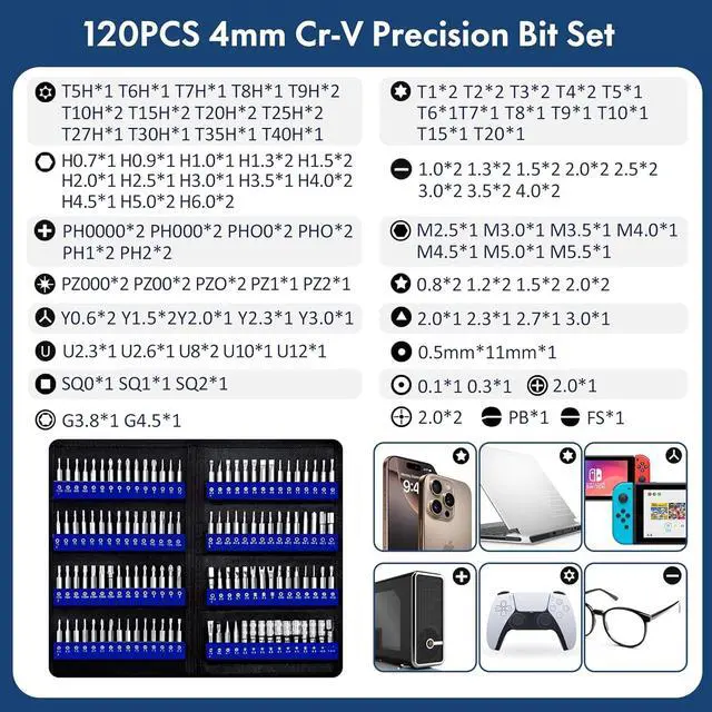 Alt view image 3 of 7 - 200 in 1 Precision Screwdriver Kit Electronics Repair Tool Magnetic Driver Kit with 164 Bits Flexible Shaft Extension Rod for Computer iPhone Laptop PC PS4 Xbox Nintendo
