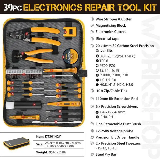 Alt view image 2 of 7 - 39pc Electronics Repair & Opening Tool Kit Set for Laptops Phones Devices Computer & Gaming Accessories. Precision Small Screwdrivers with Pentalobe Bits for iPhones & MacBooks