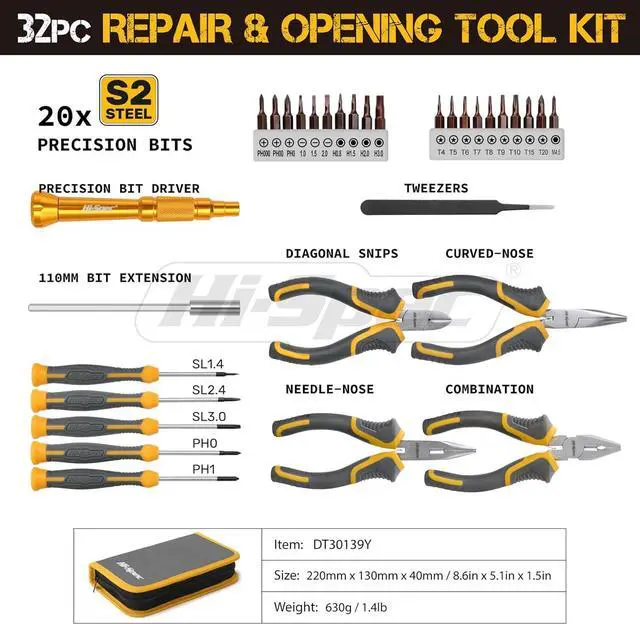 Alt view image 2 of 7 - 32pc Electronics Repair & Opening Tool Kit Set for Laptops Phones Devices Computer & Gaming Accessories. Precision Small Screwdrivers with Pentalobe Bits for iPhones & MacBooks