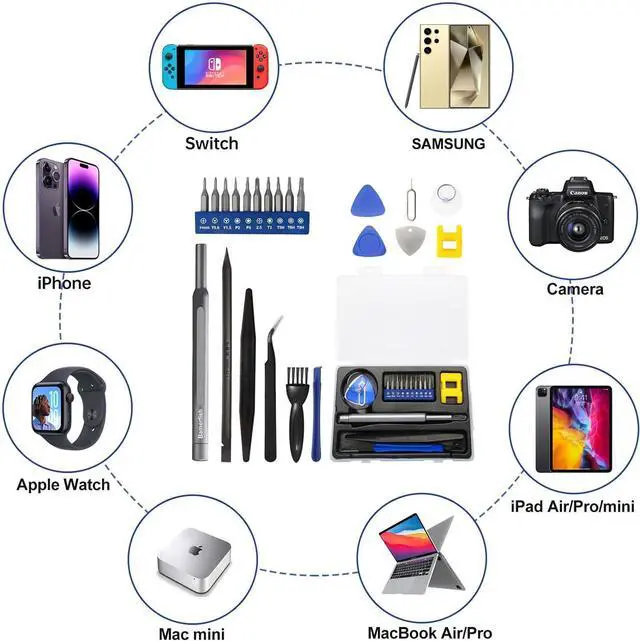 Alt view image 2 of 6 - 22Pcs Precision Screwdriver Set Repair Tool Cleaning kit for iPhone 6 6S 7 8 X XS XR SE 11 12 13 mini 14 15 16 Plus Pro Max ipad MacBook Air Pro Mac mini Switch Apple Watch Mobile cell phones etc