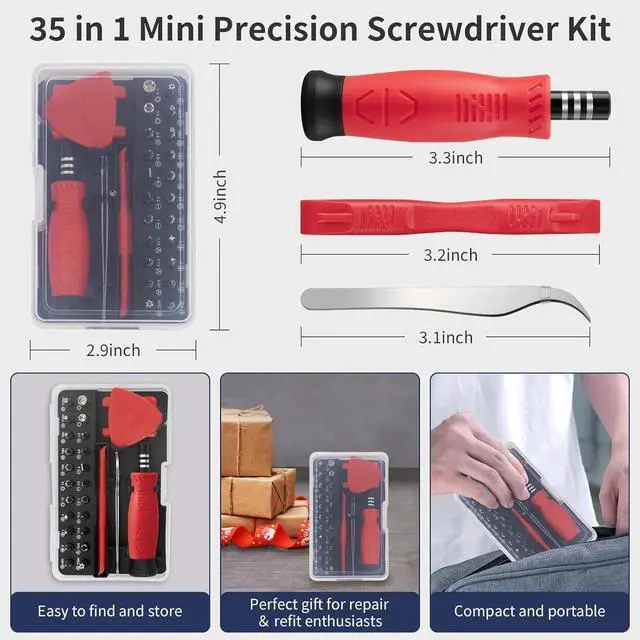 Alt view image 7 of 7 - Small Precision Computer Screwdriver Set: 35IN1 Mini Screwdriver Repair Tool Kit with 22 Magnetic Drill Bits Magnetizer Suitable for PC Phone Camera Laptop PS4 PS5 and Watch