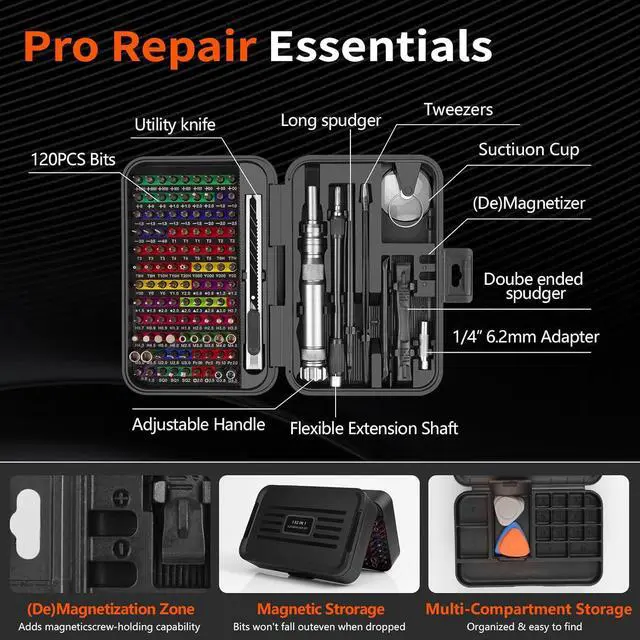 Alt view image 2 of 6 - 132 in 1 Precision Screwdriver Set with Magnetic Driver Kit Professional Electronics Repair Tool Kit for Computer PC Mac-Book Laptop Tablet iPhone Xbox Game Console
