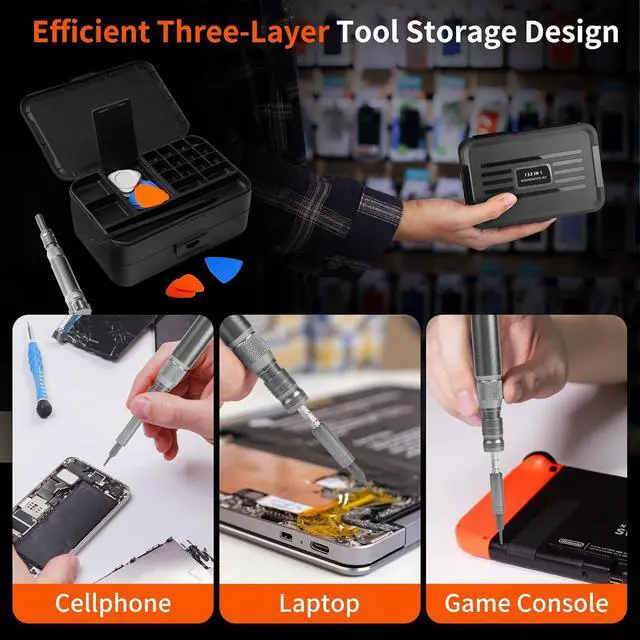 Alt view image 6 of 6 - 132 in 1 Precision Screwdriver Set with Magnetic Driver Kit Professional Electronics Repair Tool Kit for Computer PC Mac-Book Laptop Tablet iPhone Xbox Game Console