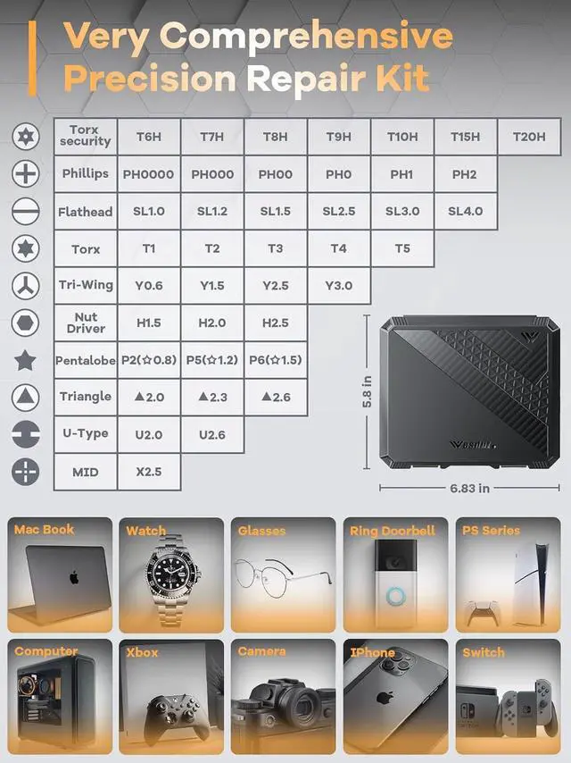 Alt view image 2 of 7 - [Military-Grade] 52-in-1 Precision Screwdriver Sets Small Magnetic Repair Tool Kit for iPhone MacBook Computer Laptop Watch PC PS4 Xbox Game Console Mini Screw Driver for Men