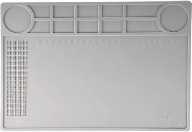 Alt view image 6 of 6 - Silicone Repair Mat Soldering Mat Heat Resistant Work Mat for Soldering Stations Phone Computer Laptop Electronics Repair 15.7 x 11 (Grey)