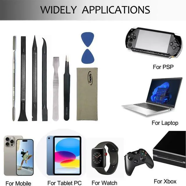 Alt view image 2 of 7 - 9 PCS Professional Electronics Tool Kit Plastic Pry Tool Kits Opening Pry Tool Repair Kit Plastic Spudger Tool Kit Phone Screen Repair Kit Mobile Tweezers for Laptop Screen Opening Repair Kit