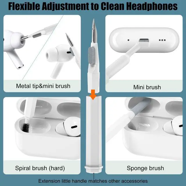 Alt view image 2 of 7 - VICHYIE 20 in 1 Multifunctional Cleaner Kit for Electronic Devices, Keyboard Cleaning Brush, Headphones Cleaner Kit for AirPods, Multi-Tool for Cleaning Laptop, Earbuds, Camera, Cellphones (White)