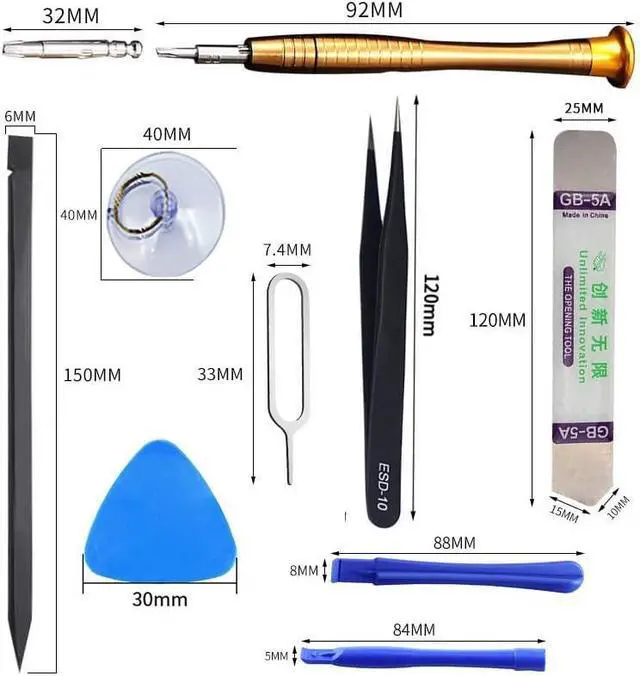Alt view image 2 of 7 - Electronics Screen Opening Pry Tool Repair Kit with Steel and Carbon Fiber Nylon Spudgers Professional 46 in 1 Mobile Phone Screen Opening Repair Tools Set for Open Cellphone Laptops Tablets