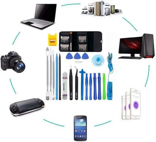 Alt view image 5 of 7 - Electronics Screen Opening Pry Tool Repair Kit with Steel and Carbon Fiber Nylon Spudgers Professional 46 in 1 Mobile Phone Screen Opening Repair Tools Set for Open Cellphone Laptops Tablets