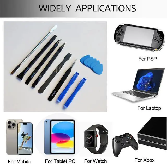 Alt view image 3 of 7 - Spudger Tool Kit Plastic Pry Tool for Electronics Repair with Metal Spudger Plastic Spudger Tweezers Opening Tool iPhone Repair Tool Kit for Phone iPad Computer MacBook Laptop Repair Kit