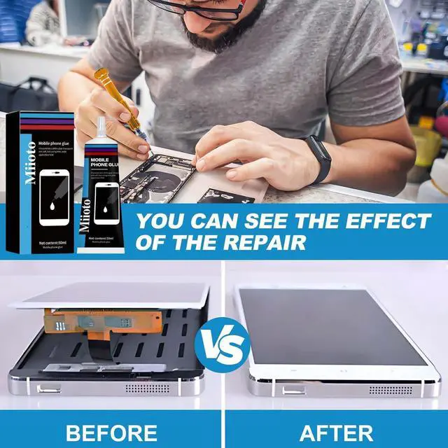 Alt view image 6 of 7 - Phone Glue Screen Repair Adhesive with Repair Tools for Electronic Screen Multi-Function Phone Repair Glue Craft Adhesive Kit for Electronic Screen Cell Phone Screen (Black 50ml)