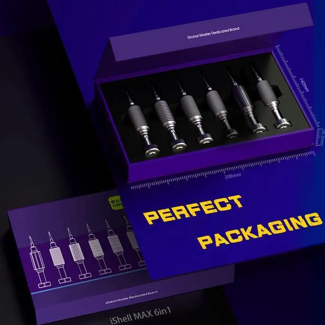 Alt view image 3 of 7 - 6 IN 1 Magnetic Precision Screwdriver 1.5 1.2 Phillips 0.8 5-Point 0.6 Y-Type Cross 2.5 T2 HEX For IPhone/Android Repair Tools