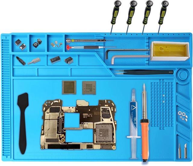 Main image of Heat Resistant Soldering Mat 21.6 x 13.7 - Heatproof Work Pad with Scale Ruler & Screw Position Guide for Electronics Repair Soldering Iron Phone and Computer Repair