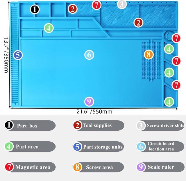 Alt view image 2 of 7 - Heat Resistant Soldering Mat 21.6 x 13.7 - Heatproof Work Pad with Scale Ruler & Screw Position Guide for Electronics Repair Soldering Iron Phone and Computer Repair