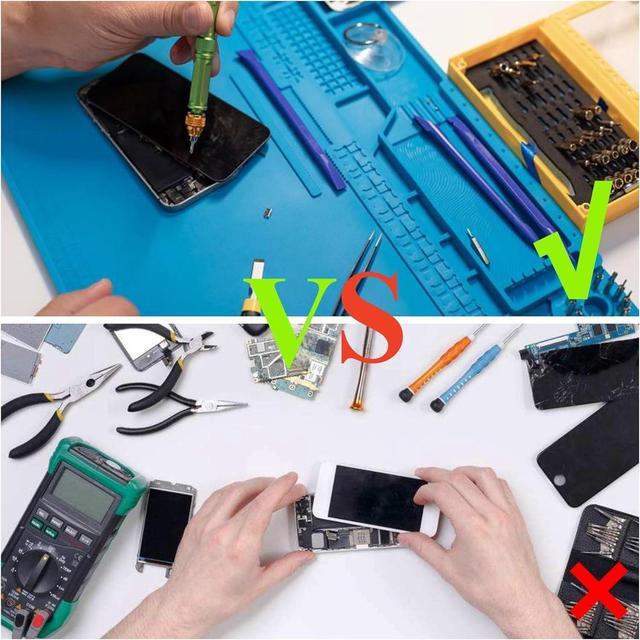 Alt view image 3 of 7 - Heat Resistant Soldering Mat 21.6 x 13.7 - Heatproof Work Pad with Scale Ruler & Screw Position Guide for Electronics Repair Soldering Iron Phone and Computer Repair