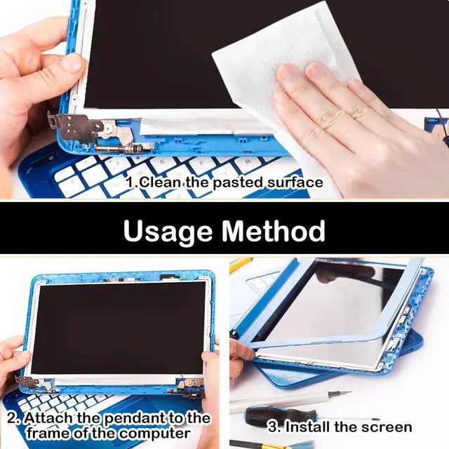 Alt view image 4 of 7 - Laptop Screen Double Sided Tape for LED Display Replacement Easy Stretch Adhesive Tape Black Pull Tab Peel Tape Non-Tracking Pull Resistant Adhesive Strips Screen Repair Kit for Laptop