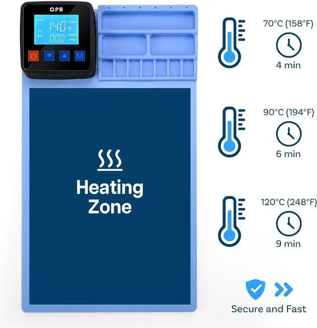 Alt view image 2 of 5 - LCD Screen Heating Pad Smartphone and Tablet - LCD Screen Separator Plate - 12 x 7 x 0.3 inch