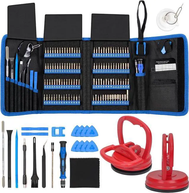 Main image of Precision Screwdriver Set 142-Piece + 2-Piece Suction Cups Bundle LCD Screen Remover for Computer iPhone Laptop Cell Phone Macbook PS4/5 Tablet Electronics Repair