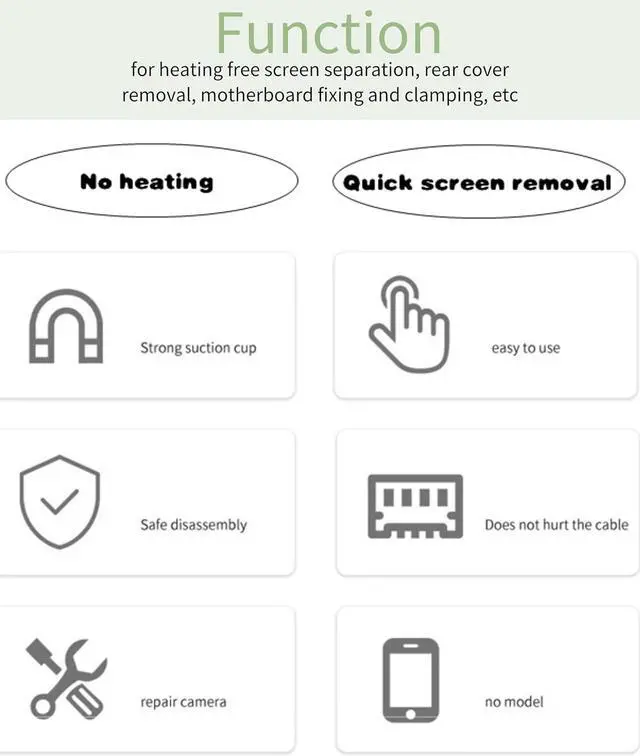 Alt view image 3 of 7 - LCD Screen Separator Machine with Suction Cup Heating 360 Rotatable Phone Screen Opening Tool with Silicone Frame Rear Cover Removal Tool Screen Fixing Clamp Cell Phone