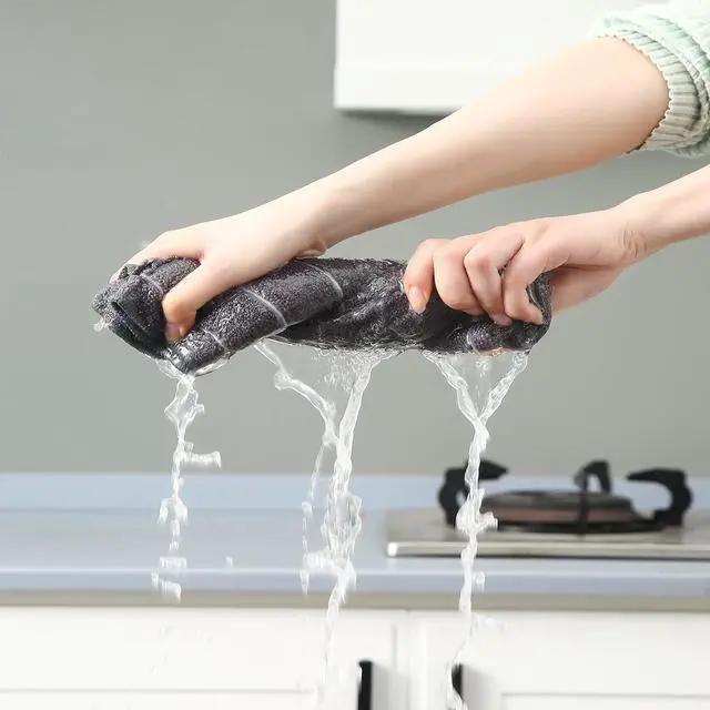 Alt view image 4 of 6 - Microfiber Kitchen Towels and Dishcloths Set 26 X 18 Inch and 12 X 12 Inch Set of 12 Bulk Lint Free Dish Towels for Drying Dishes Grey