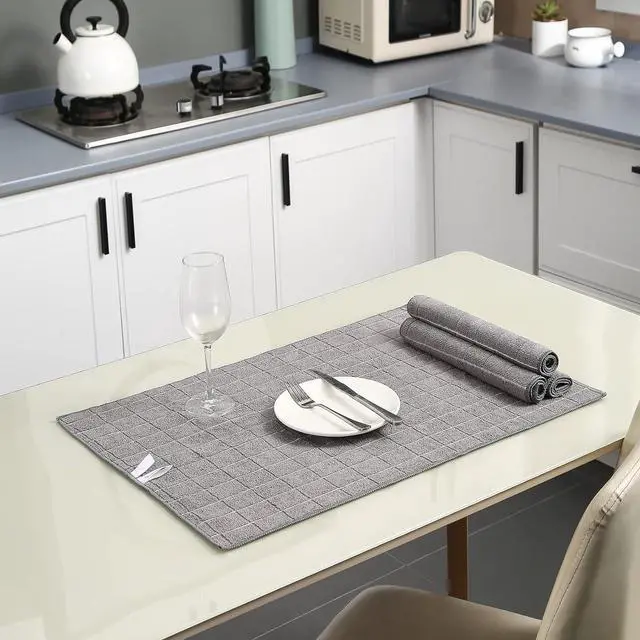 Alt view image 5 of 6 - Microfiber Kitchen Towels and Dishcloths Set 26 X 18 Inch and 12 X 12 Inch Set of 12 Bulk Lint Free Dish Towels for Drying Dishes Grey