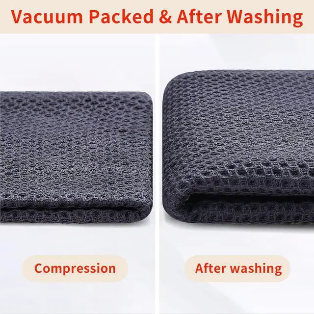 Alt view image 7 of 7 - 100% Cotton Waffle Weave Kitchen Dish Cloths Ultra Soft Absorbent Quick Drying Dish Towels 12 x 12 Inches 6-Pack Dark Grey