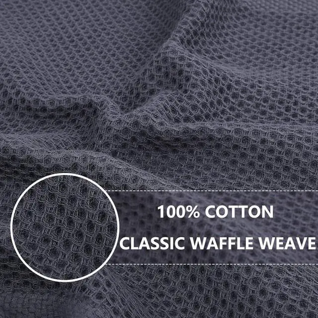 Alt view image 2 of 7 - 100% Cotton Waffle Weave Kitchen Dish Cloths Ultra Soft Absorbent Quick Drying Dish Towels 12 x 12 Inches 6-Pack Dark Grey