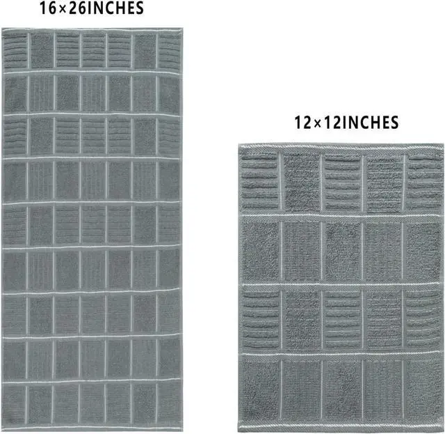 Alt view image 2 of 7 - Kitchen Towels and Dishcloths Set Dish Towels and Dish Rags for Washing Dishes for Cleaning Cooking Drying Pack of 8 (Grey)