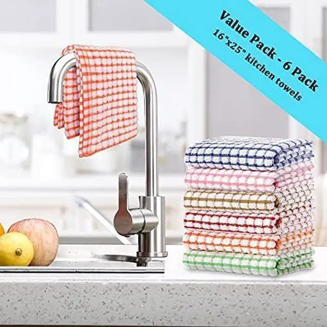 Alt view image 3 of 6 - Kitchen Dish Towels 16 Inch x 25 Inch Bulk Cotton Kitchen Towels 6 Pack Dish Cloths for Dish Rags for Drying Dishes Clothes and Dish Towels