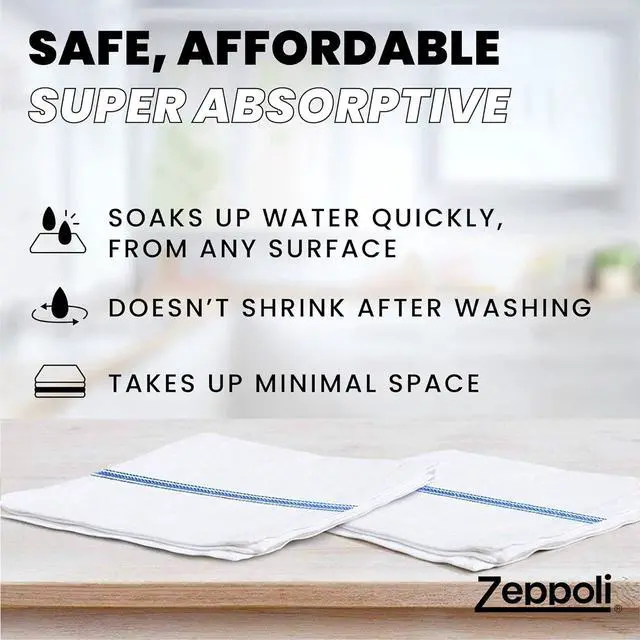 Alt view image 4 of 7 - Classic Dish Towels - 15 Pack - 14 by 25 - 100% Cotton Kitchen Towels - Reusable Bulk Cleaning Cloths - Blue Hand Towels - Super Absorbent - Machine Washable