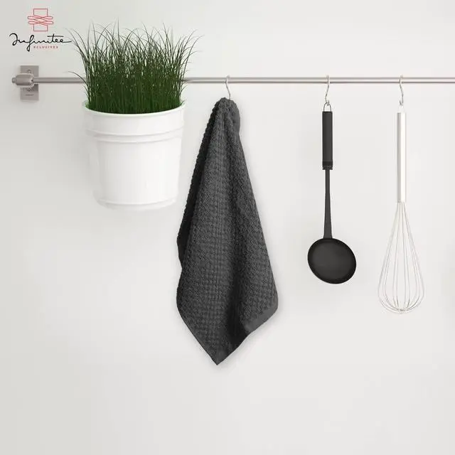 Alt view image 2 of 7 - 100% Cotton Kitchen Towels - 15x25 Inch Ultra Soft Tea Towels Super Absorbent Terry Dish Towels for Kitchen Linens |Grey|